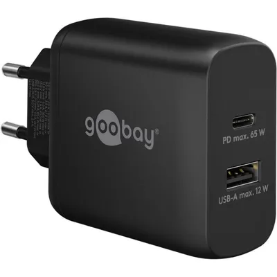 Schnelllader Dual USB-C PD GaN 65W goobay 65409