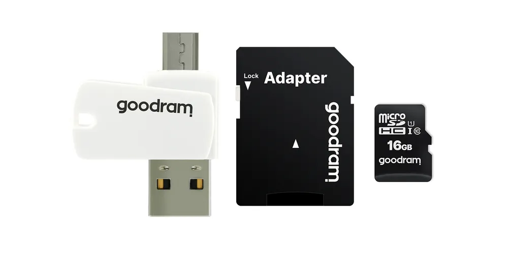 Kartenleser Goodram M1A4 16GB MicroSDHC UHS-I USB 2.0/microUSB SD-Adapter Schwarz/Weiß