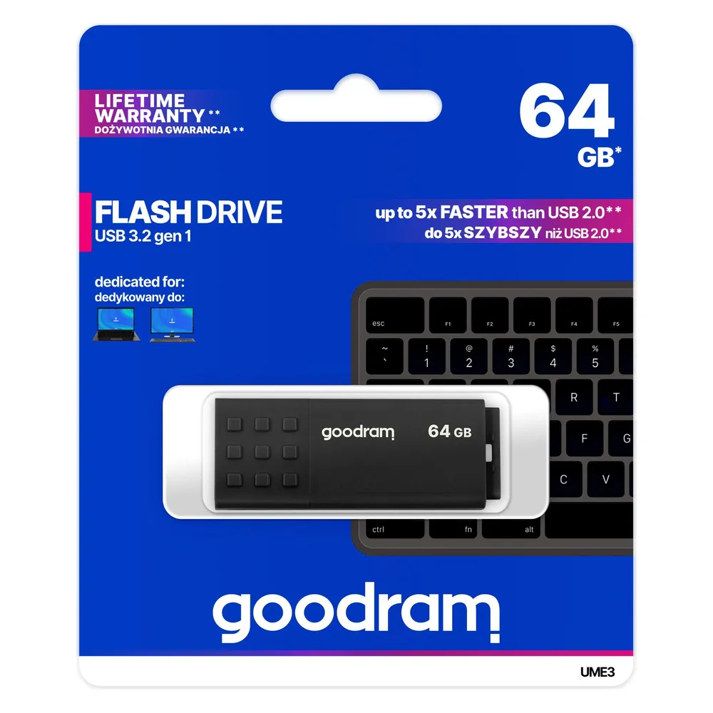 Goodram UME3 UME3-0640K0R11 Pendrive (64 GB, USB 3.0, schwarz)