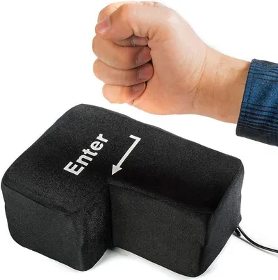 Goods+Gadgets Große Eingabetaste XXL – USB-Tastatur-Eingabetaste, Stressabbau-Gadget USB-Tastatur (Enter-Taste mit Tisch-Kissen)