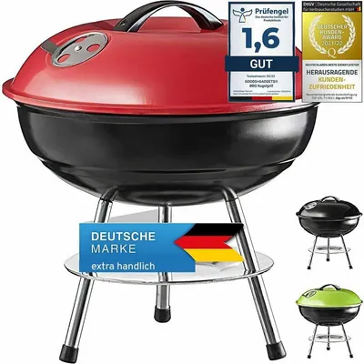 Goods+Gadgets Standgrill GOODS+GADGETS Mini Kugelgrill Campinggrill - Holzkohle BBQ Edelstahl, Camping Holzkohle-Grill Tischgrill
