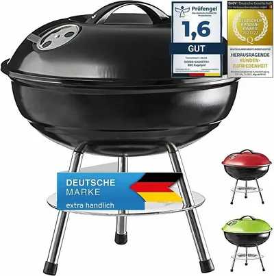 Goods+Gadgets Standgrill GOODS+GADGETS Mini Kugelgrill Campinggrill - Holzkohle BBQ Edelstahl, Camping Holzkohle-Grill Tischgrill