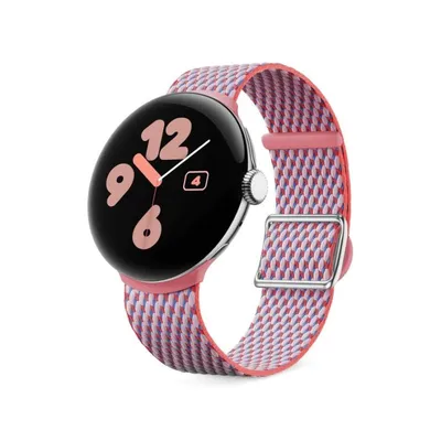 Uhrenarmband Google GA06104-WW Baumwollfaser silberne Schnalle Koralle