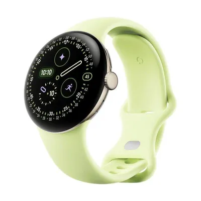 Google Pixel Watch 4 LTE 41mm Gold Champagne Armband Grün Lime S/L IP68 SpO2 HR