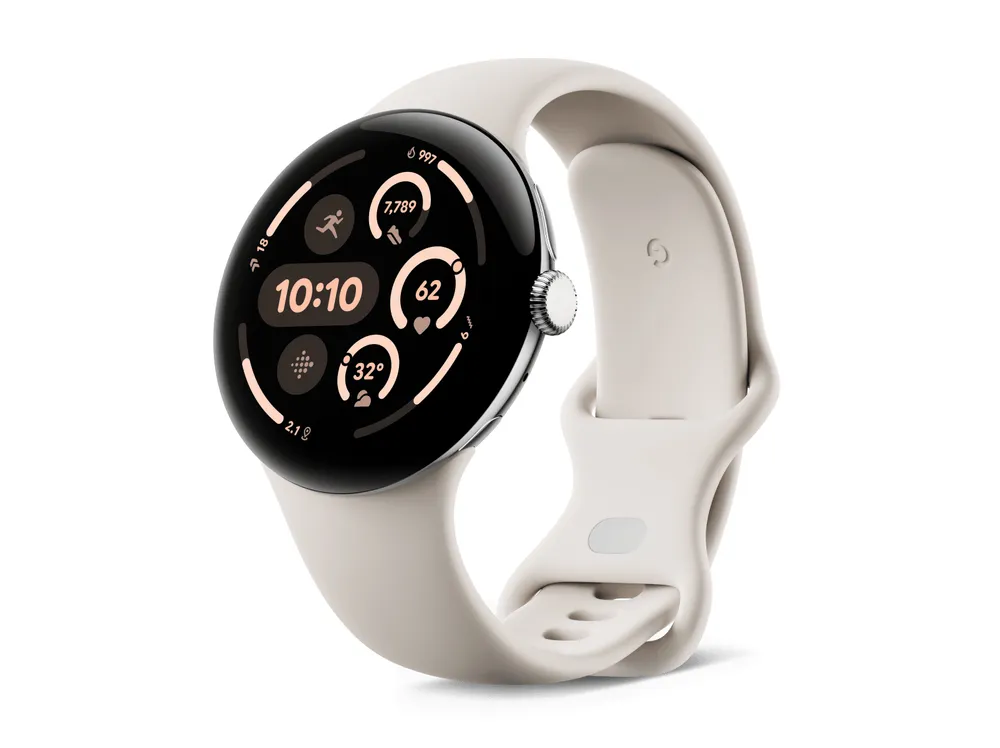 Google Pixel Watch 3 (Wi-Fi) 45mm Polished Silver mit Sportarmband Porcelain | ga05736-de |