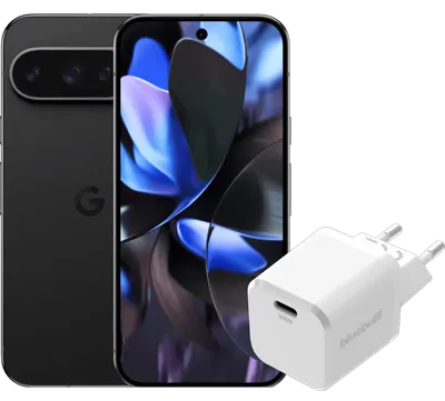 Google Pixel 9 Pro 128GB Schwarz 5G + BlueBuilt Ladegerät 30 W Weiß