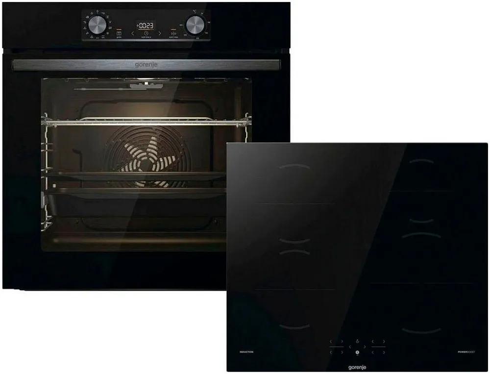 GORENJE Backofen-Set BLACKSET2, mit 1-fach-Teleskopauszug, Aqua Clean, Pizzafunktion mit 300 °C – perfekt für Pizza, Focaccia und mehr!