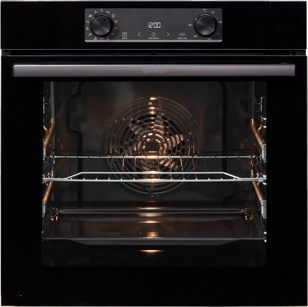 GORENJE Einbaubackofen BOS6737E09BGOT, mit 2-fach-Teleskopauszug, Aqua-Reinigungsfunktion, Pizzafunktion mit 300 °C – perfekt für Pizza, Focaccia und mehr!