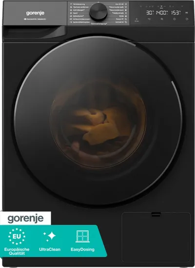 GORENJE Waschmaschine G400 W53G484A3P1B, 8 kg, 1400 U/min, 30% besser als Energieklasse A, Trommelreinigungsprogramm