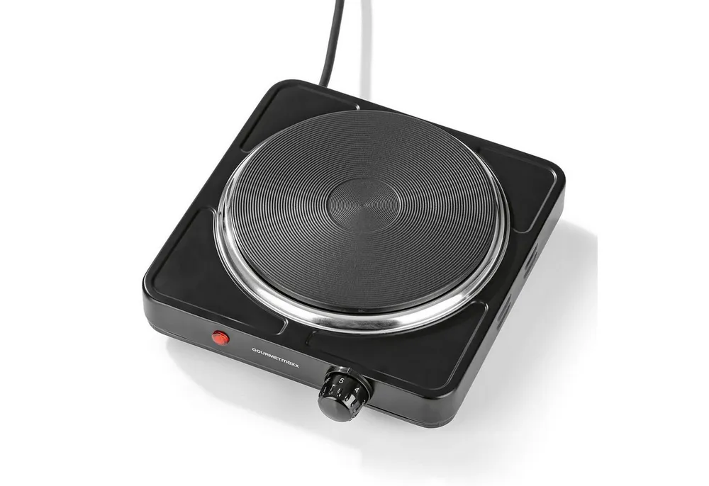 GOURMETmaxx Einzelkochplatte Elektrische Kompakt-Herdplatte 1500 W Kochfeld, Stufenlose Temperaturregulierung für Töpfe bis 18,5 cm
