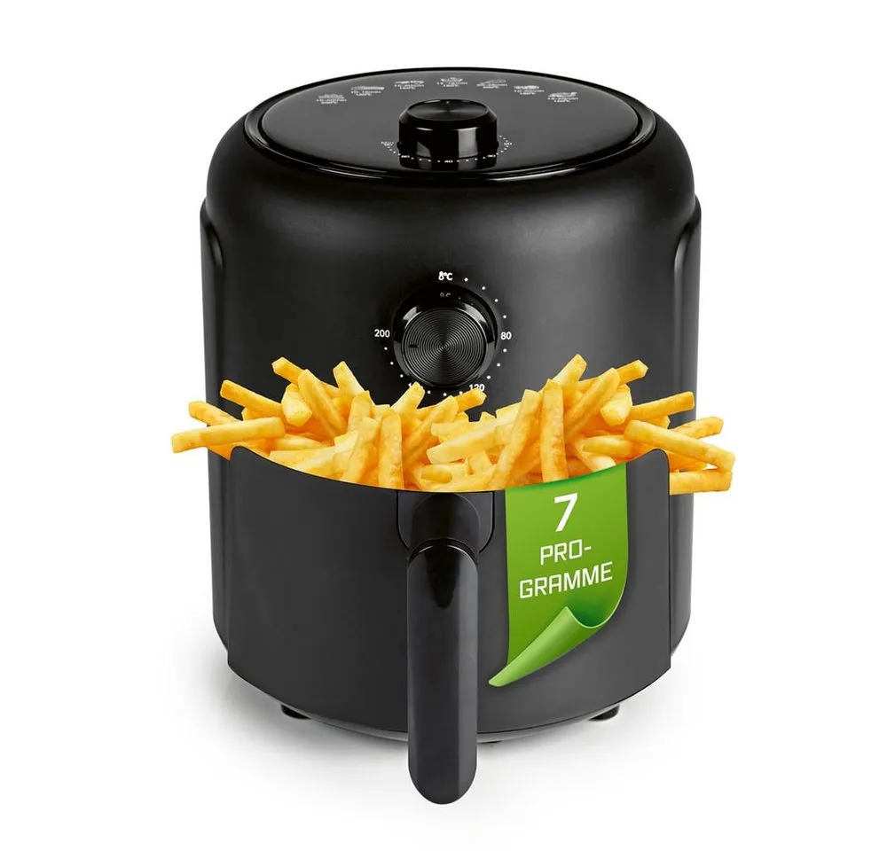 GOURMETmaxx Heißluftfritteuse 2,3 l, Airfryer mit Timerfunktion (60 Minuten Timer), 100 W, Nahezu ohne Öl, Vorheizen & Warmhalten, 1000 W &, 8 in 1 Funktionen