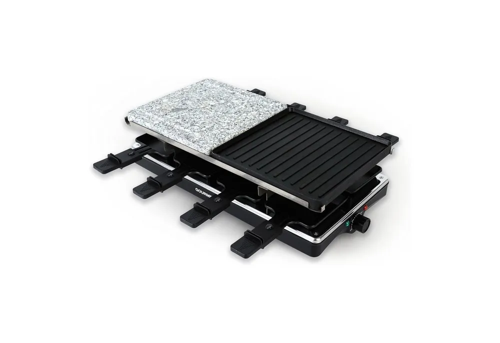 GOURMETmaxx Raclette Raclettegrill 1400W 8 Personen Tischgrill Grillplatte, 8 Raclettepfännchen, 1400 W, mit Stein und Aluminiumplatte