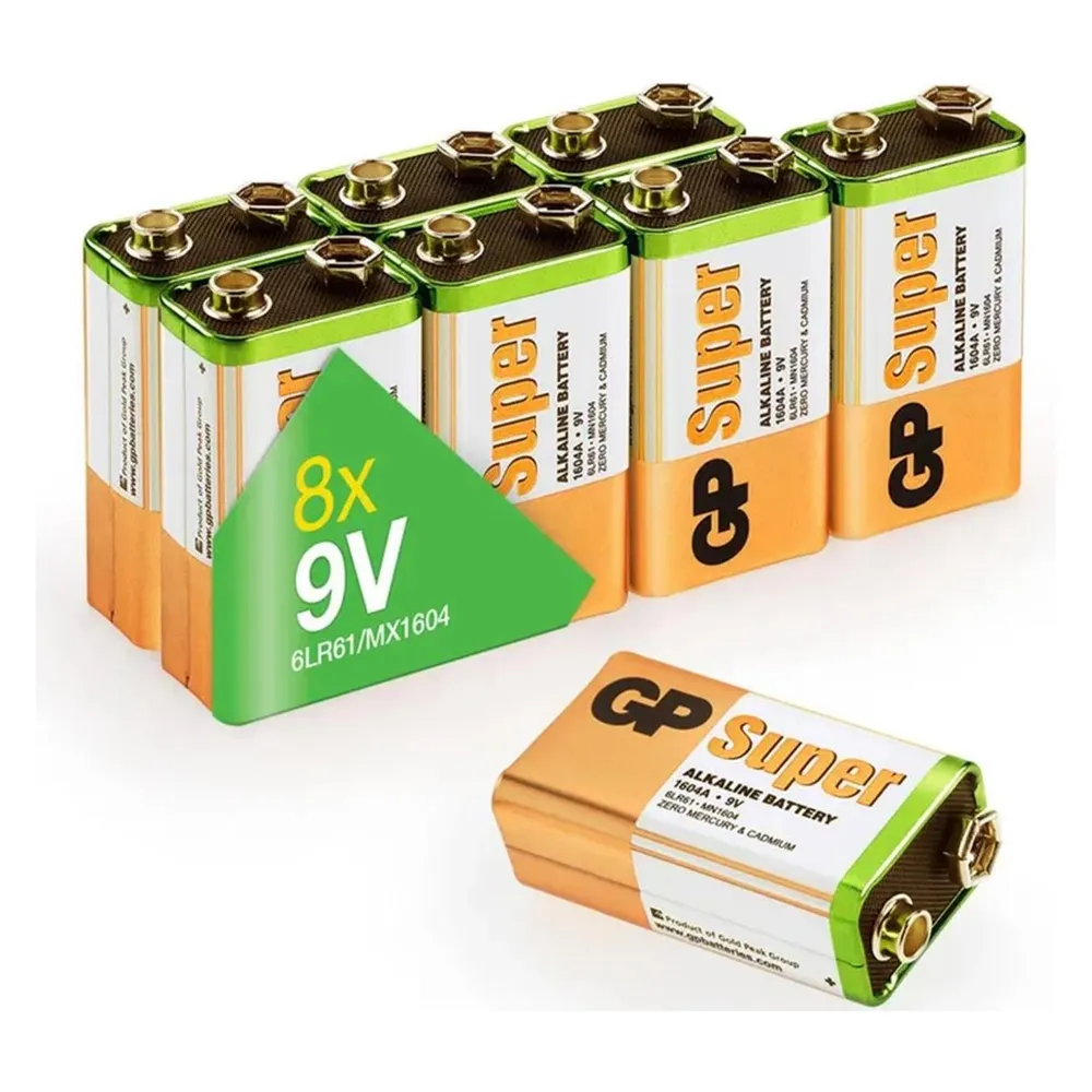 GP Super Alkaline 9 V Batterie 1,5V, 8 Stück