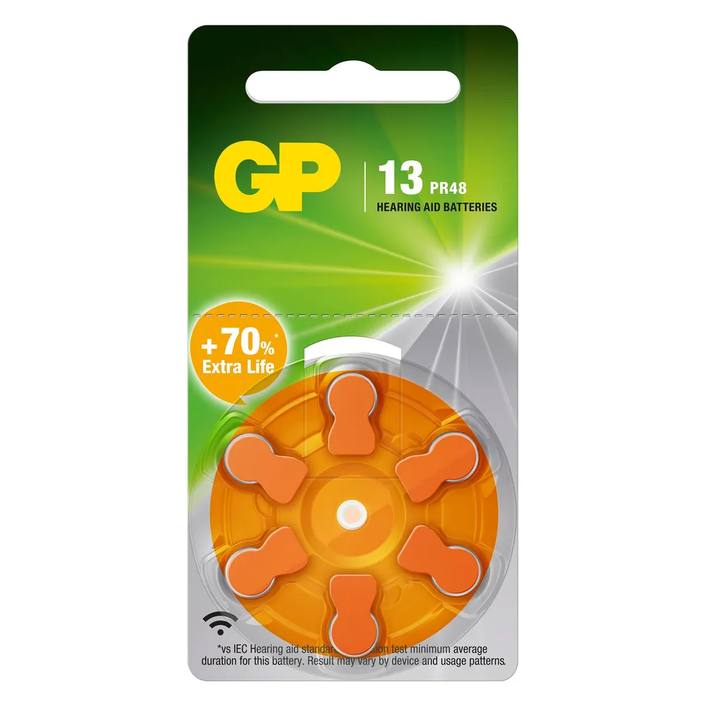 GP Zink-Luft Hörgerätebatterie ZA13, 1,4V, 6 Stück