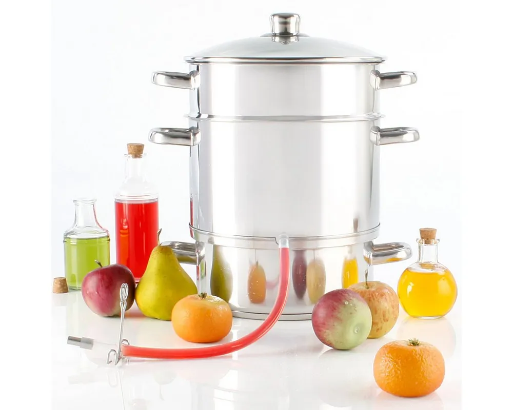 Gräfenstayn Entsafter - Dampfentsafter Edelstahl Induktion 15 L – Entsaftertopf Set, Rostfrei 18/10 mit 2 Ablaufschläuchen aus hygienischem Silikon!