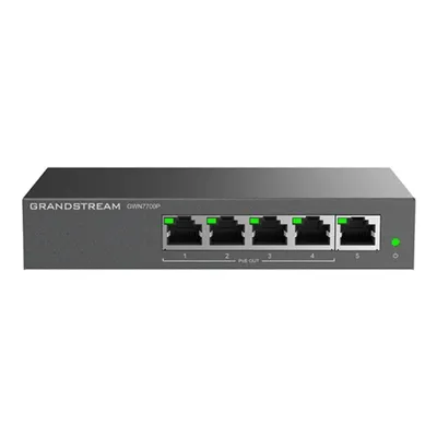 Grandstream GWN7700P 5 Gigabit-Ports 4 PoE+ 60W Metall Kompakter Plug-and-Play-Switch
