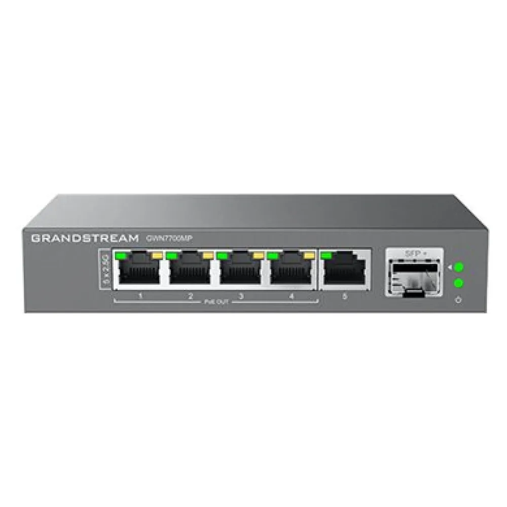 Switch Grandstream GWN7700MP 2.5G 5 Ports PoE+ SFP+ Lüfterlos Desktop