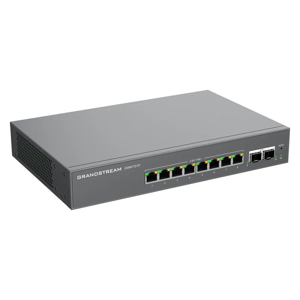 Switch Grandstream Gwn7721p 8 Ports 2.5GbE PoE+ 2x10Gbps SFP+ Cloud-Management