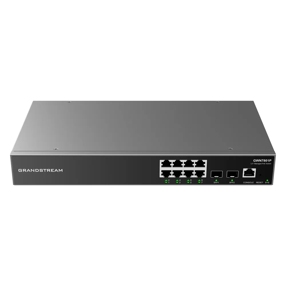 Grandstream GWN7801P Managed Switch L2+ 8 Gigabit-Ethernet-Ports + 2 SFP-Ports
