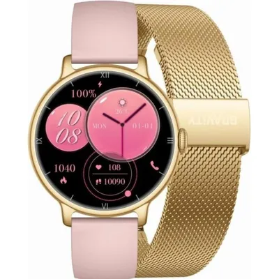 Gravity GT33-1 Bluetooth GPS 41mm Gold Milanaise Armband IP68 Blutdruck Pulsuhr