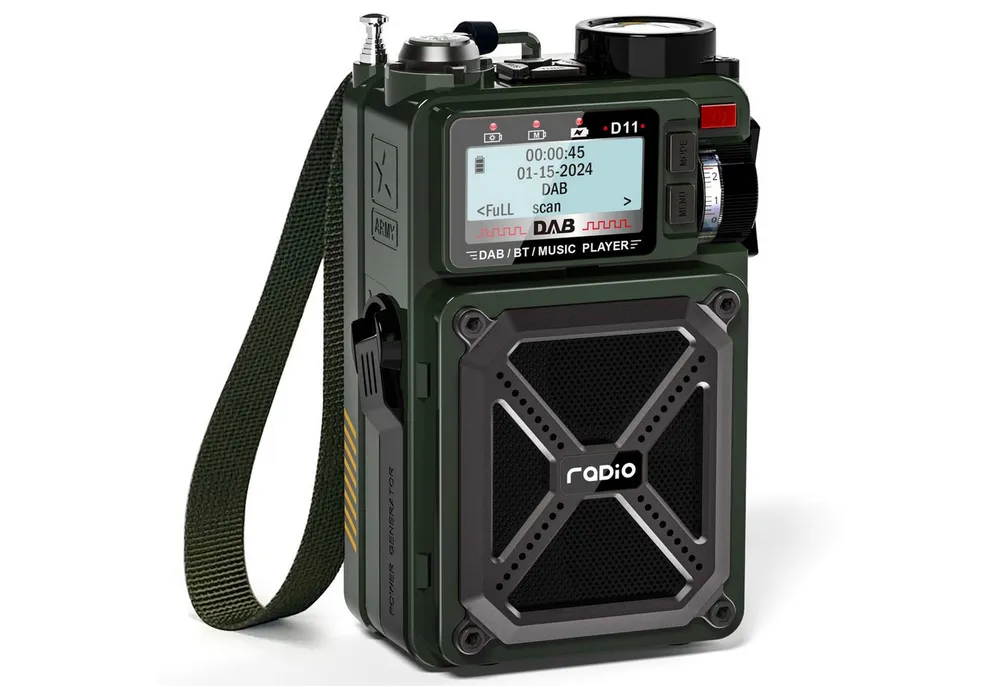 Greadio Tragbares DAB/DAB+ & FM Digitalradio, D11 Radio (FM-Empfang, Ein-Tasten-Scan, Sleep-Modus, 80 Senderspeicher, DAB/DAB+, 8 Weißrausch- und Naturgeräusche, 4000mAh Akku, Bluetooth 5.3, Weißrausch, SOS & Grün)