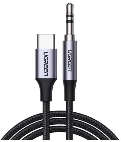 Ugreen Mini Jack 3,5 mm auf USB-C Audiokabel 1M verstärkt schwarz hohe Haltbarkeit
