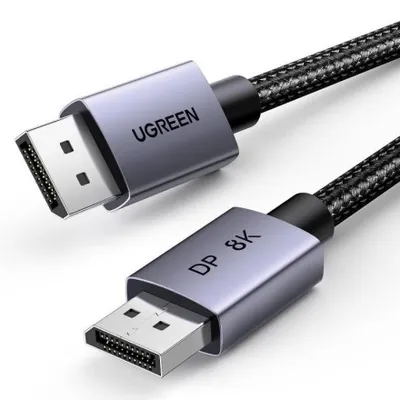 DisplayPort-Kabel Ugreen DP120 1.4 8K 1M Geflochten HDR 32,4 Gbit/s Schwarz