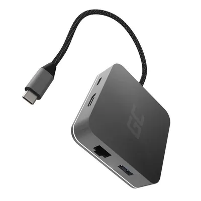 Laptop-Station Green Cell AK61 USB-C 87W HDMI RJ-45 Aluminium Silber