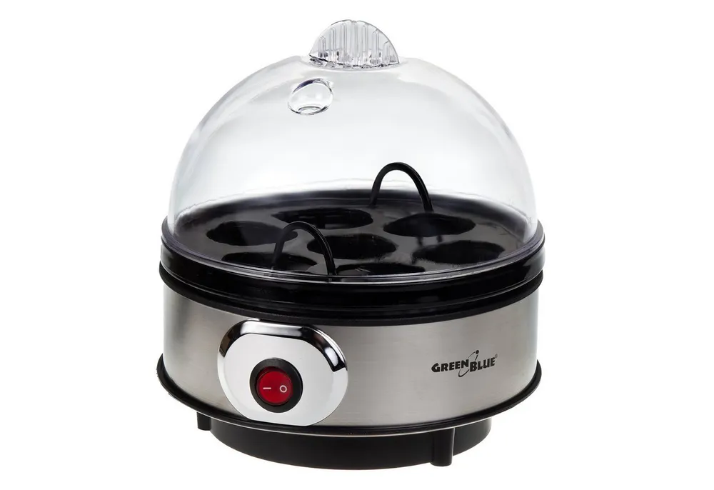 GreenBlue Eierkocher GB572 400W für 7 Eier, Anzahl Eier: 7 St., 400,00 W, Automatisch mit Messbecher & Härtegrad-Einstellung, Silber