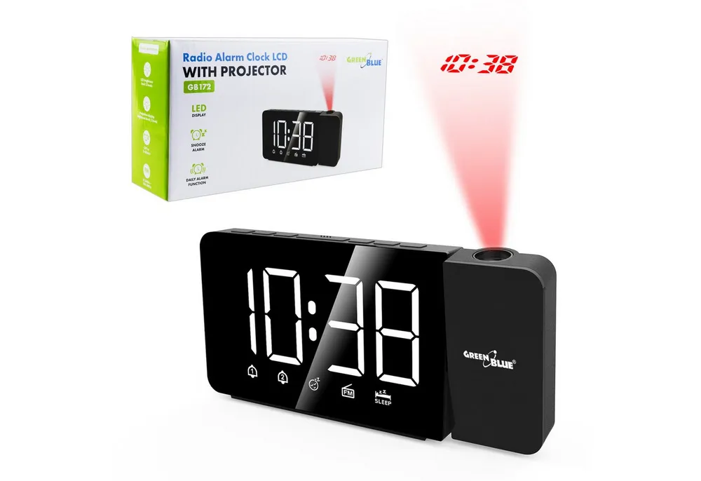 GreenBlue Radiowecker GB172 LED-Radiowecker mit Projektor FM-Radio