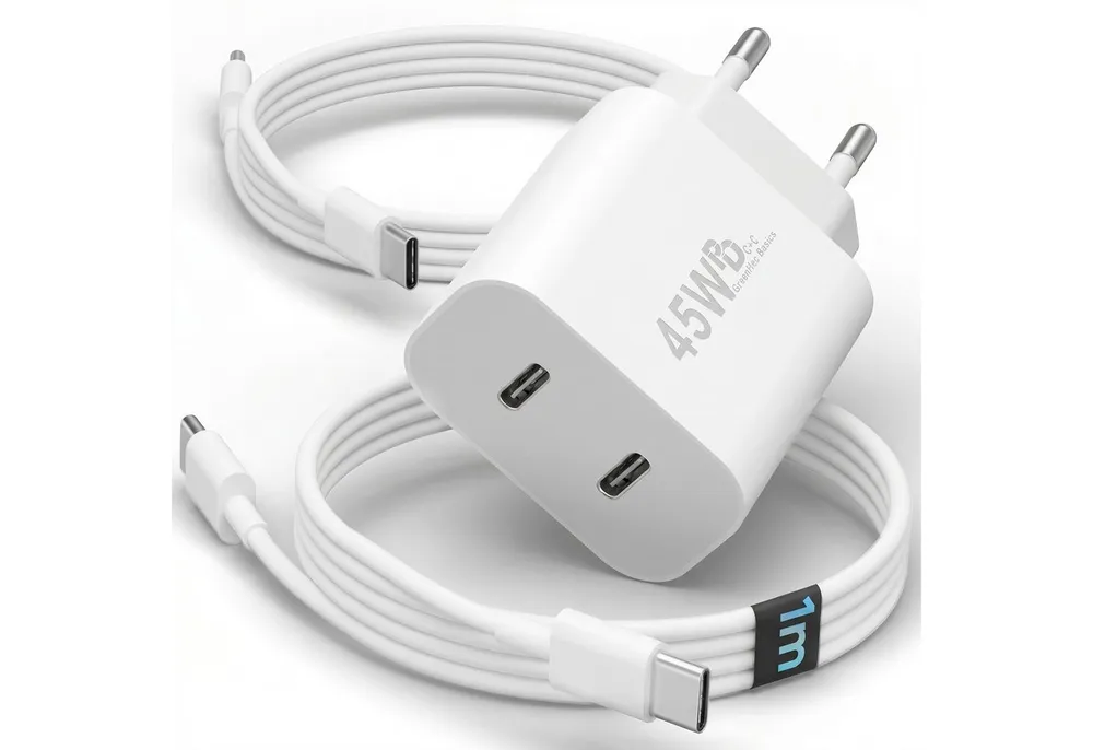 GreenHec 45w USB C Schnellladegerät für Samsung Galaxy S26 S25 S24 S23 S22 Fast Schnelllade-Gerät (50 mA, Spar-Set, 45w USB-C Dual Charger + USB-C Kabel, S26+ Ultra Schnellladekabel Ladegerät Handy Charger Netzteil Dual Port)