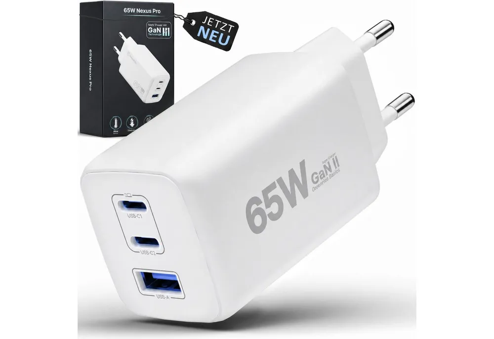 GreenHec 65w USB-C Ladegerät Mehrfach GAN Mehrfachstecker USB-A Charger Schnelllade-Gerät (50 mA, Spar-Set, Universelle Kompatibilität, 3 fach Netzteil Adapter Macbook quick charge Ladestation type c port)