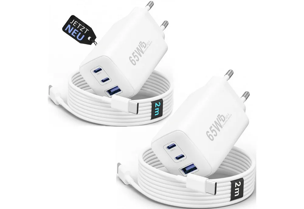 GreenHec 65w USB-C Ladegerät Mehrfach GAN Mehrfachstecker USB-A Charger Schnelllade-Gerät (50 mA, Spar-Set, Universelle Kompatibilität, 3 fach Netzteil Adapter Macbook quick charge Ladestation type c port)