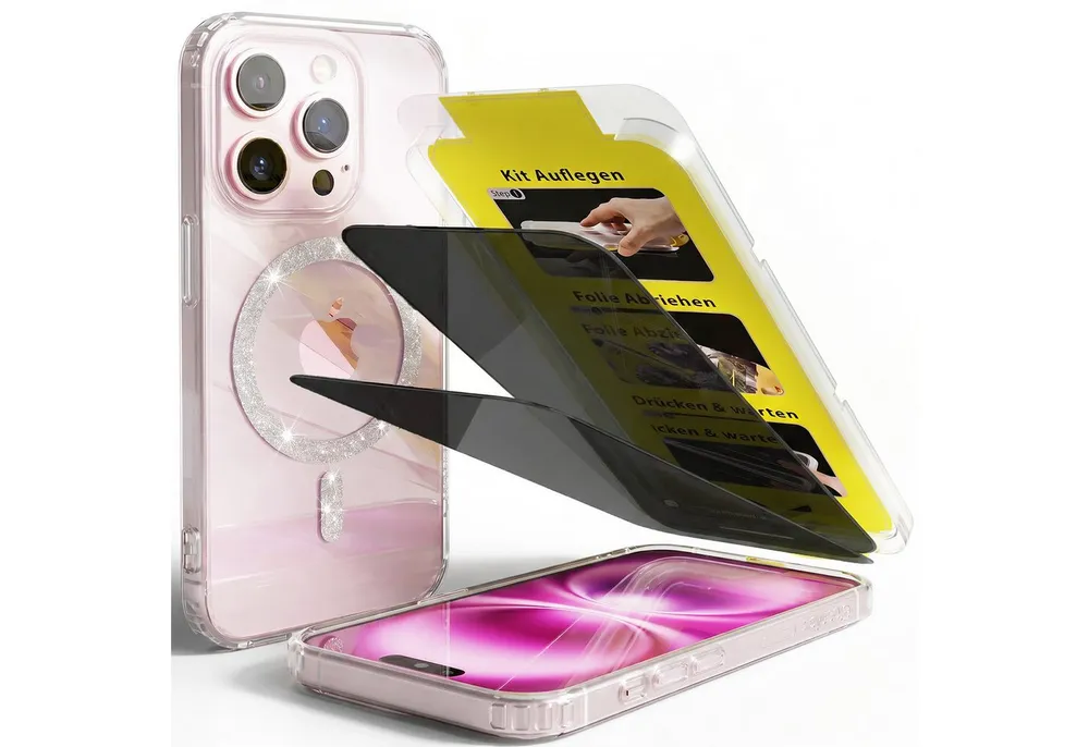 GreenHec Handyhülle Handyhülle iPhone 17 16 15 14 13 Pro Max Plus Glitzer Case Transparent 7 Zoll, Glänzend Magnetring, Transparent Hülle iPhone, GreenHec Clear Case
