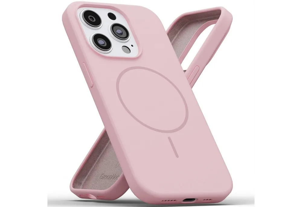 GreenHec Handyhülle Handyhülle Silikon iPhone 16 15 14 13 12 Pro Max Plus MagSafe 6.7 Zoll, Magnetisch Weiß Case Cover Schutz - Pink Blau Schwarz Braun Weiß