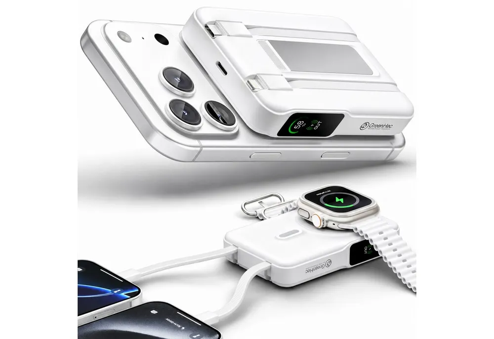 GreenHec MagSafe Powerbank iPhone 17 16 15 14 13 12 11 Magnet Wireless 10000mAh Powerbank GreenHec MagStand Ultra Powerbank A 10000 mAh (1.5 V), Pro Max Air Stand 15w Fast Induktives Laden Plus Akku Batterie Ständer