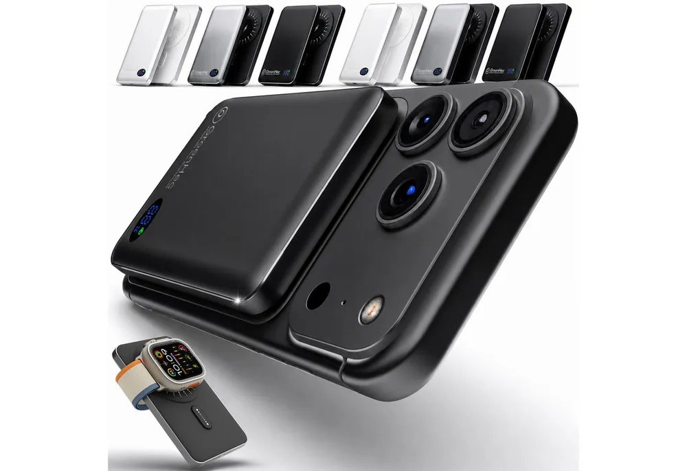 GreenHec Powerbank MagSafe iPhone 17 16 15 14 13 12 Pro Max Power Bank Wireless Powerbank MagSwift Duo Powerbank A 10000 mAh (1,5 V), Magnetische 10000mAh 5000mAh Induktiv Batterie Kabellos Laden Slim Air