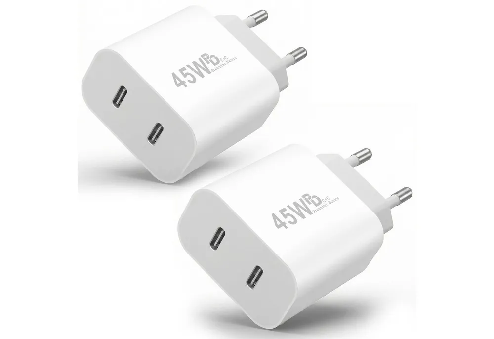 GreenHec USB C Schnellladegerät 45w Samsung Galaxy S26 S25 S24 S23 S22 S21 Fast Schnelllade-Gerät (Spar-Set, 45w USB-C Dual Charger (2er Pack), S26+ Ultra FE Ladegeräte USBC Handy Charger Netzteil Adapter Zubehör)