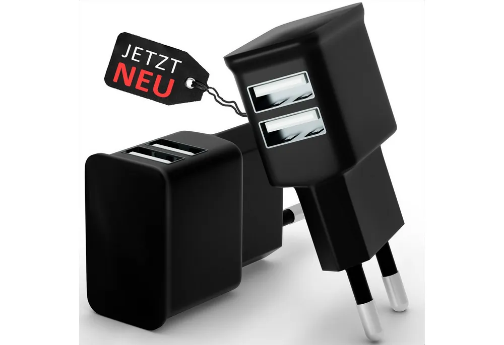GreenHec USB Netzteil Stecker Ladegerät Adapter Charger Stromstecker Lader Schnelllade-Gerät (50 mA, Spar-Set, USB Dual Charger (2 Stück), für Samsung Apple iPhone Google Xiaomi Huawei Handy Tablet Doppel Dual)