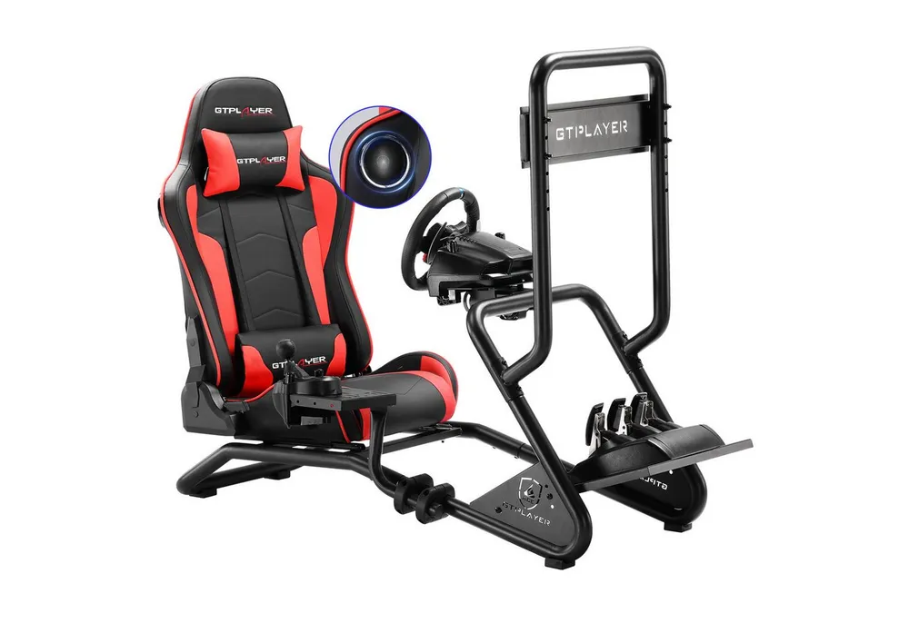 GTPLAYER Simulator Cockpit Rennsimulator lenkradständer mit 3D Lautsprechern Controller (Monitorhalterung Lenkradhalterung Schalthebelhalterung und Fußpedalen)