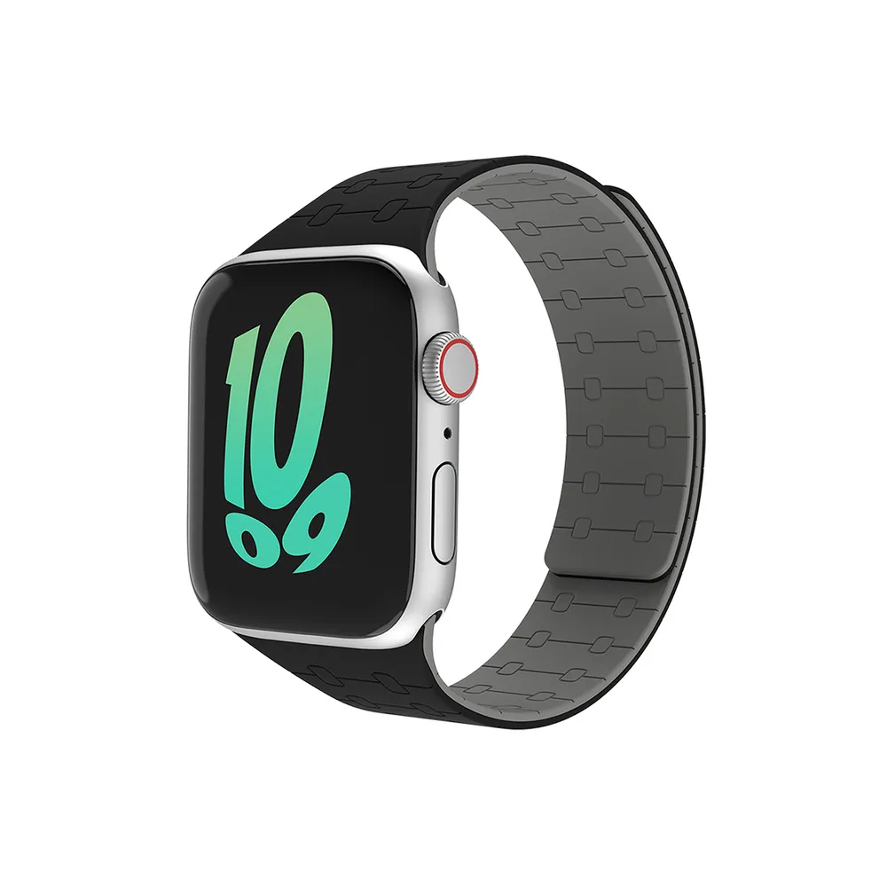 GUAN Premium Armband für Apple Watch, Schwarz/Grau, 44mm, 45mm, 42mm (Series 1/2/3), 49mm, 46mm