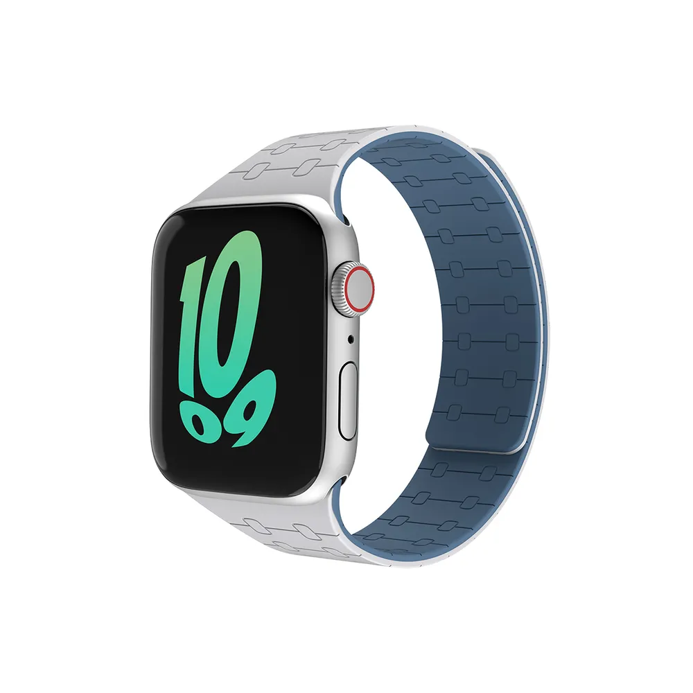 GUAN Premium Armband für Apple Watch, Grau/Blau, 40mm, 41mm, 38mm, 42mm (Series 10/11)