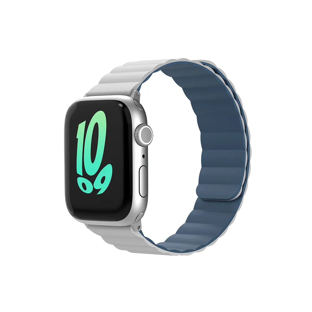 GUAN Premium Plus Armband für Apple Watch, Grau/Blau, 44mm, 45mm, 42mm (Series 1/2/3), 49mm, 46mm