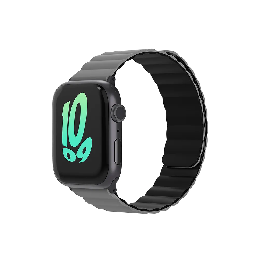 GUAN Premium Plus Armband für Apple Watch, Grau/Schwarz, 44mm, 45mm, 42mm (Series 1/2/3), 49mm, 46mm