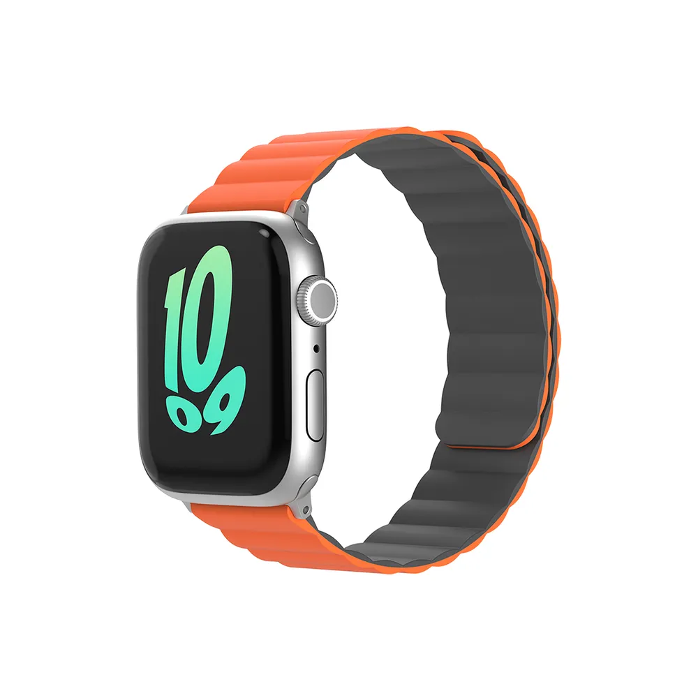 GUAN Premium Plus Armband für Apple Watch, Orange/Grau, 44mm, 45mm, 42mm (Series 1/2/3), 49mm, 46mm