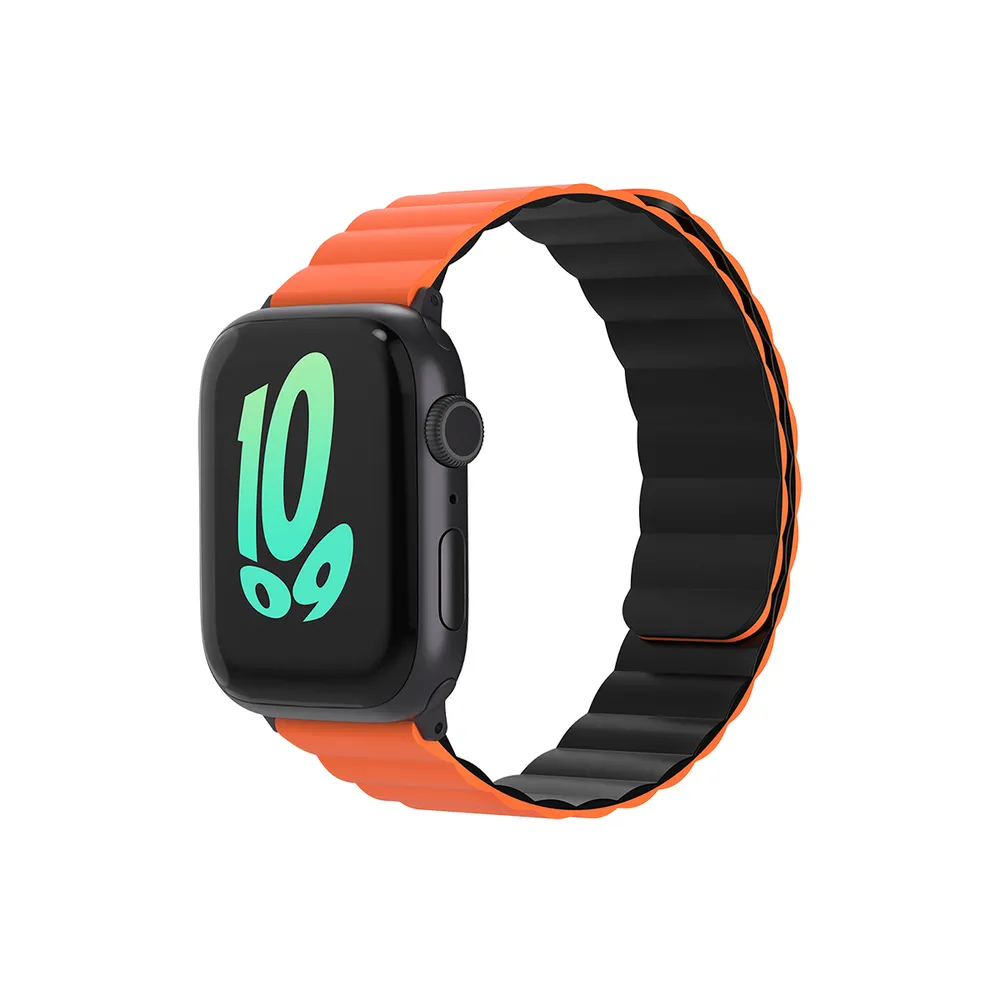 GUAN Premium Plus Armband für Apple Watch, Orange/Schwarz, 40mm, 41mm, 38mm, 42mm (Series 10/11)
