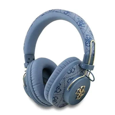 Guess GUE004605 Bluetooth 5.3 kabellose supraaurale Kopfhörer Blau mit goldenem Logo