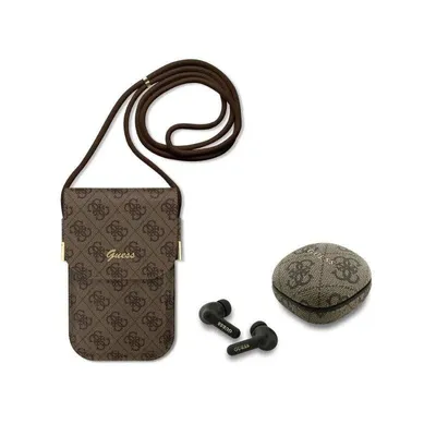 Guess TWS kabellose In-Ear-Kopfhörer mit brauner Kunstledertasche und 4G-Logo