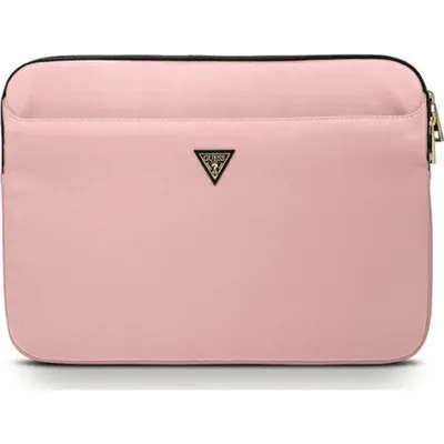 Guess Triangle Logo 13" Nylon Hülle Rosa Doppelreißverschluss