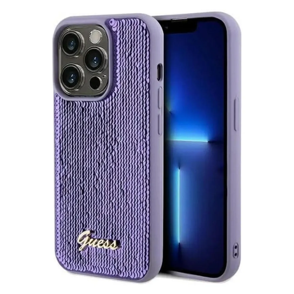 Guess GUHCP13XPSFDGSU iPhone 13 Pro Max 6.7" fioletowy/purple hardcase Sequin Script Metal